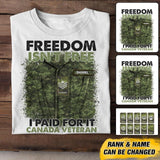 Personalized Canadian Soldier/Veterans Tshirt Printed 22JUL-HC24