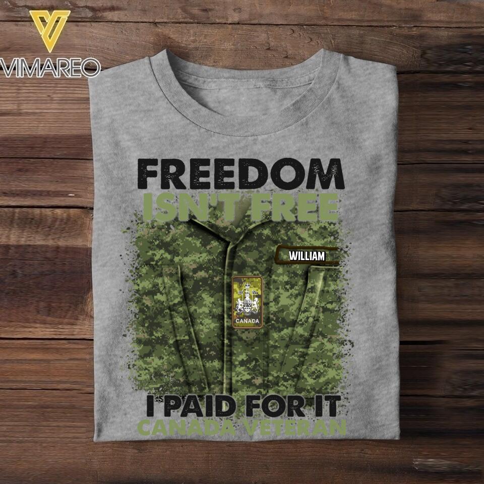 Personalized Canadian Soldier/Veterans Tshirt Printed 22JUL-HC24