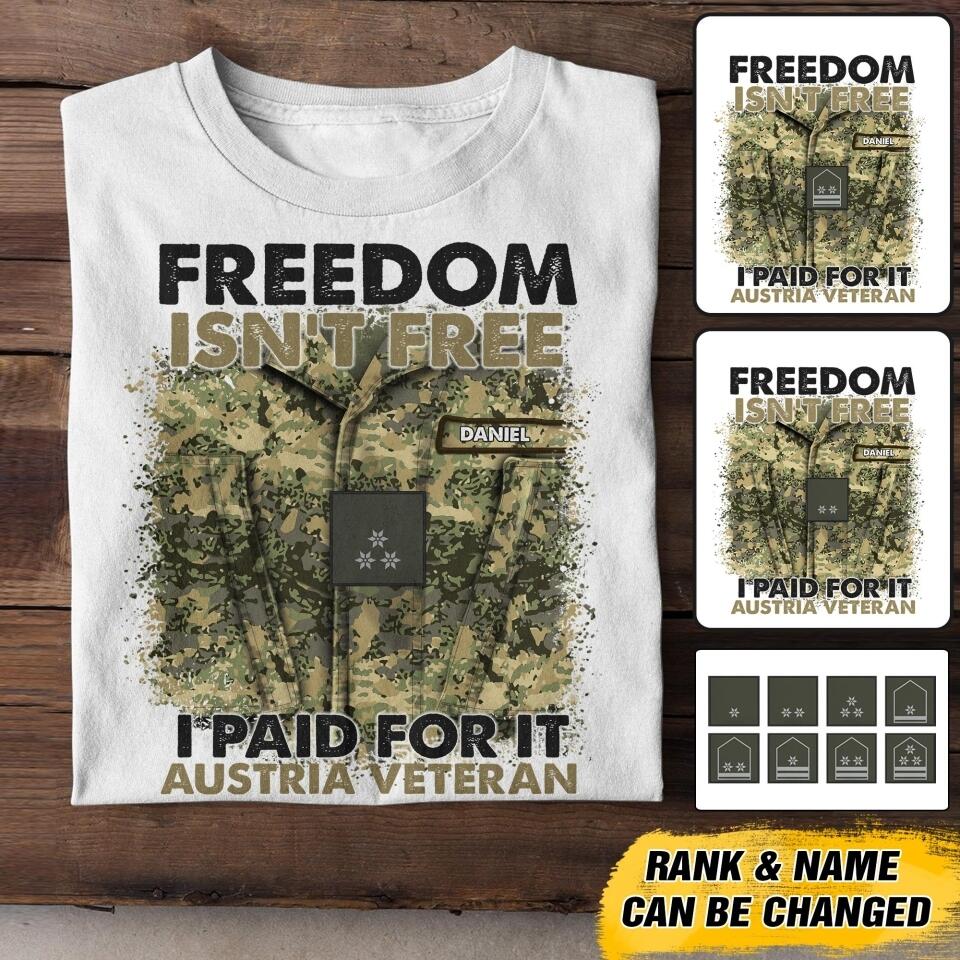 Personalized Austrian Soldier/Veterans Tshirt Printed 22JUL-HC24