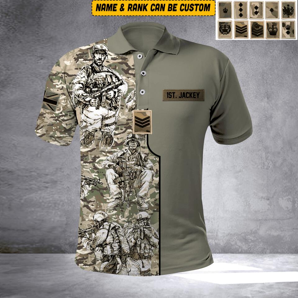 Personalized British Soldier/Veterans Polo Shirt Printed 22JUL-HQ24
