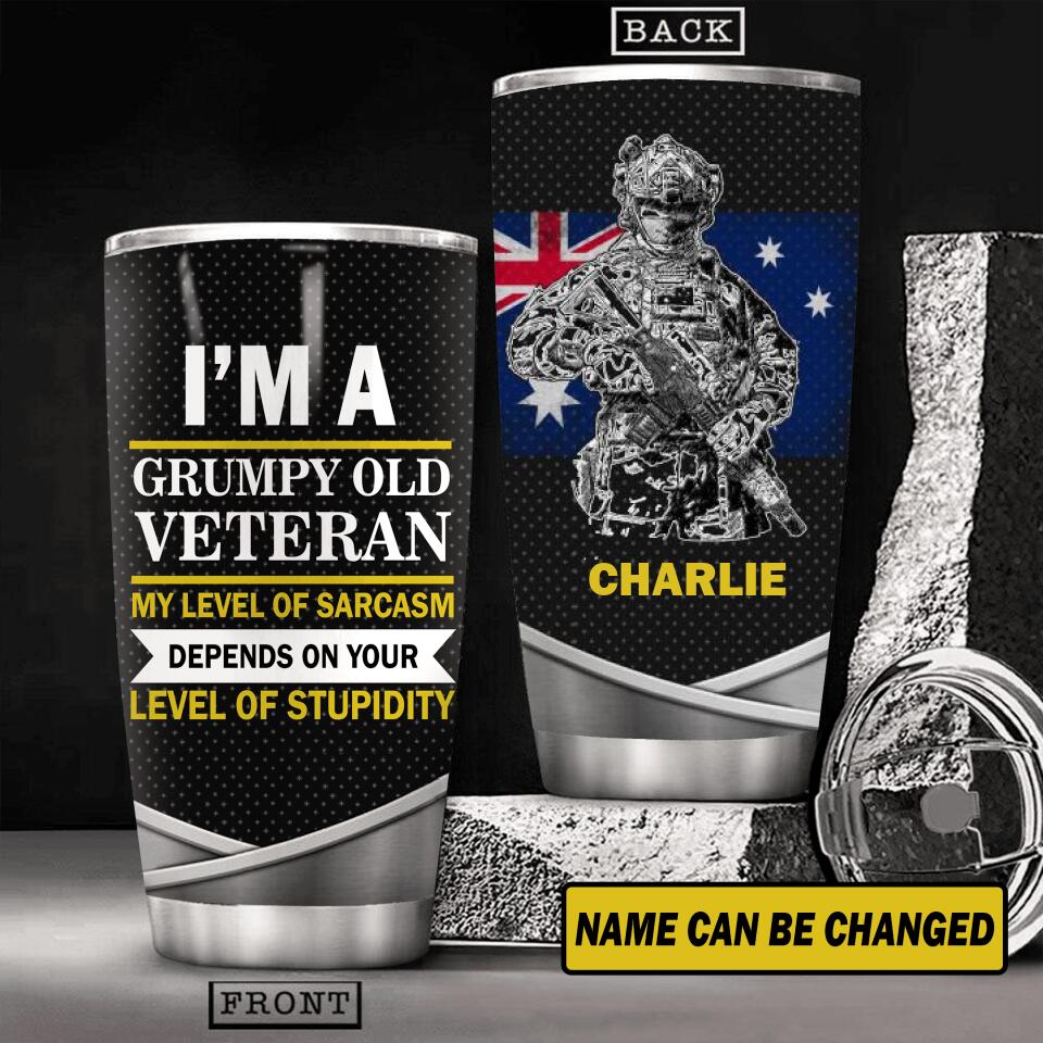 Personalized Australian Veteans/Soldier Tumbler Printed 22JUL-HY27