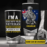 Personalized Australian Veteans/Soldier Tumbler Printed 22JUL-HY27