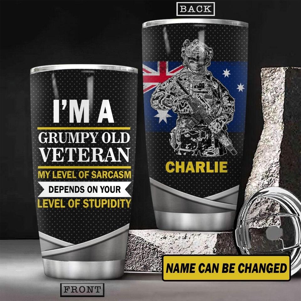 Personalized Australian Veteans/Soldier Tumbler Printed 22JUL-HY27