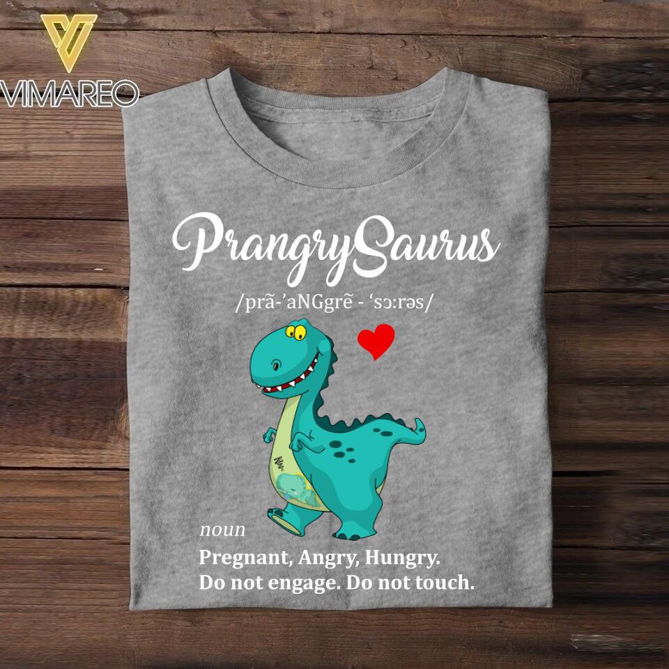 Personalized PrangrySaurus Pregnant Angry Hungry Dinosaur Tshirt Printed QTDT2806