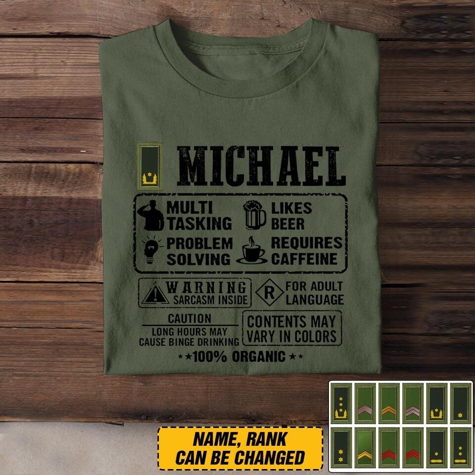 Personalized Netherland Soldier/Veterans Tshirt Printed 22JUL-DT30