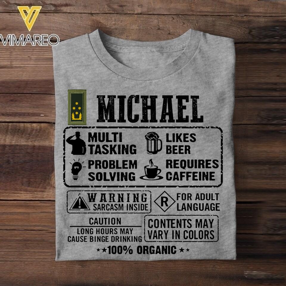 Personalized Netherland Soldier/Veterans Tshirt Printed 22JUL-DT30