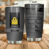 Personalized Australian Navy Veterans Nutrition Facts Tumbler Printed QTDT3006