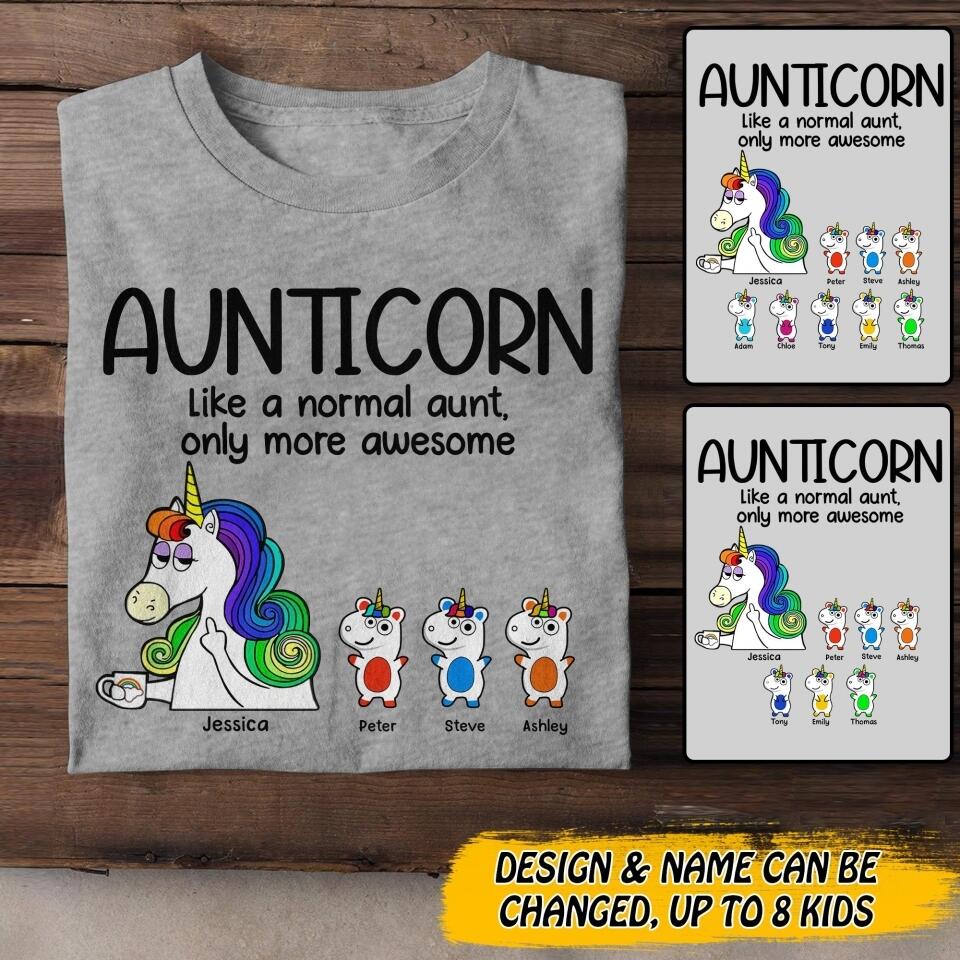 Personalized Aunticorn & Kid Tshirt Printed 22JUY-DT01