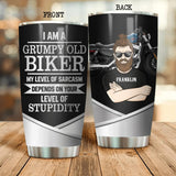 Personalized I Am A Grumpy Old Biker Tumbler Printed 22JUY-DT01
