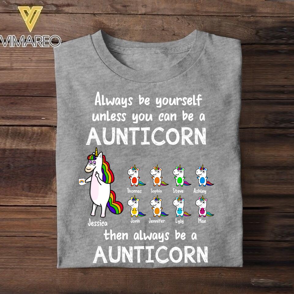 Personalized Aunticorn Kid Name Criss Cross Tank Or Tshirt Printed QTHC0207