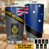 Personalized Australian Veteran/ Solider Lest We Forget Tumbler Printed QTDT0507