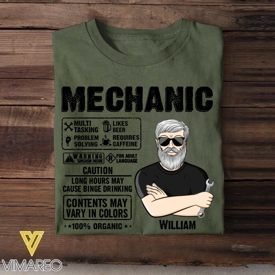 Personalized Mechanic Tshirt Printed 22JUY-DT06