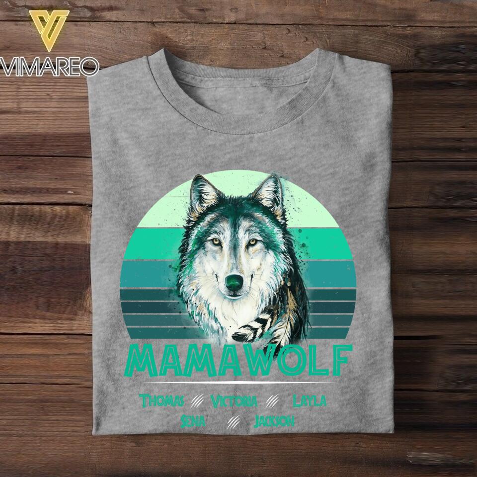 Personalized Mamawolf Kid Name  Tshirt Printed QTDT0807