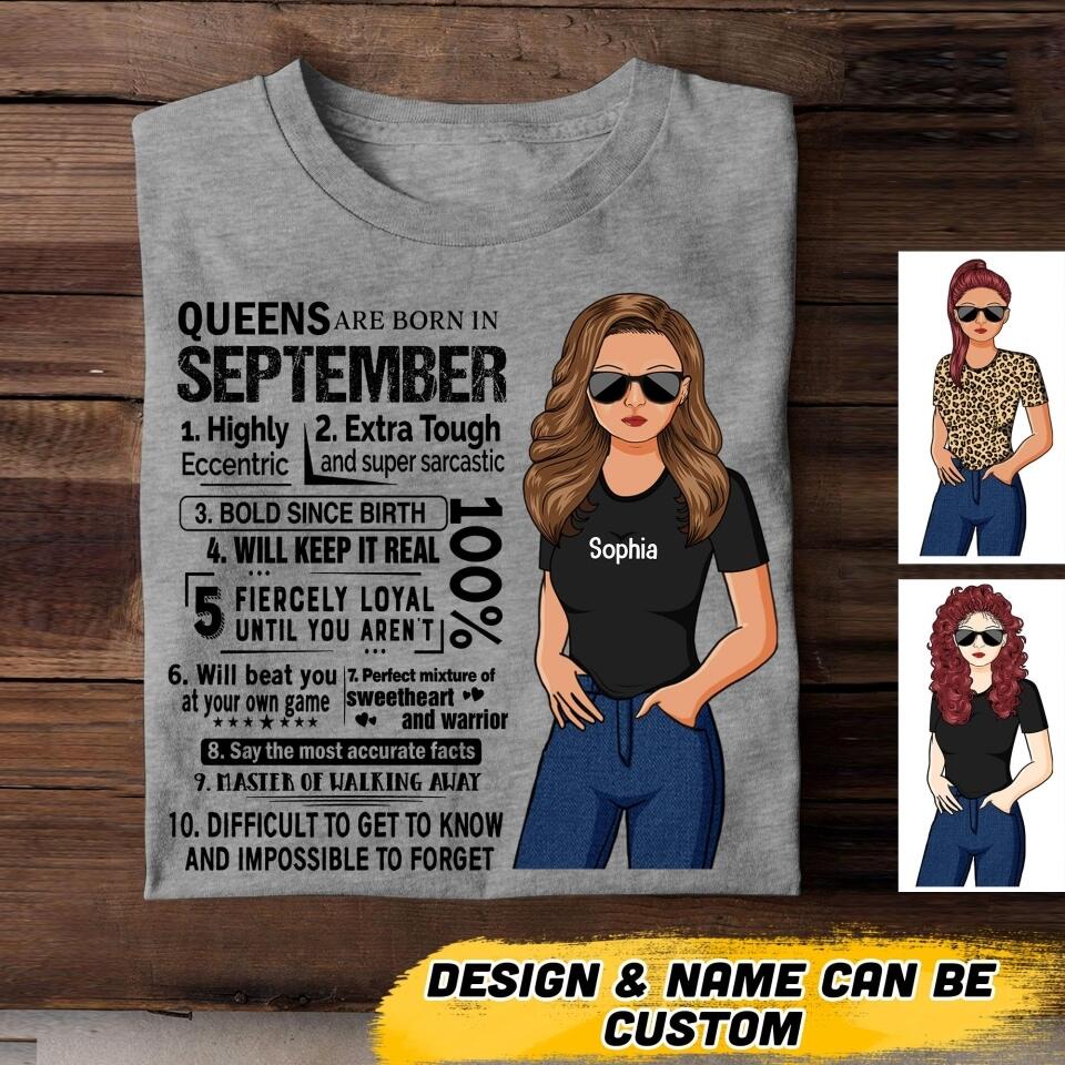 Personalized Queens Are Born In September Tshirt Printed 22JUY-HQ08