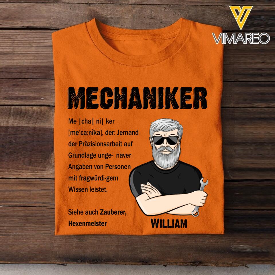 Personalized Mechaniker Tshirt Printed 22JUY-HY08