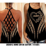 Personalized Aunt Kid Name Leopard Criss Cross Tank QTVQ1107