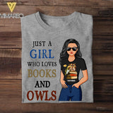 Personalized Just A Girl Who Loves Books And Owls Tshirt Printed NQHC1307