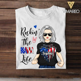 Personalized Rockin' The Nana Life Flag Heart Tshirt Printed 22JUY-DT14