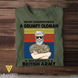 Personalized Never underestimate A Grumpy Oldman British Veterans/Soldier Tshirt Printed 22JUY-HY14