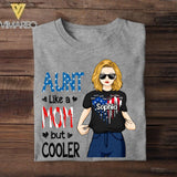 Personalized Aunt Like A Mom But Cooler Flag Heart Tshirt Printed 22JUY-DT15
