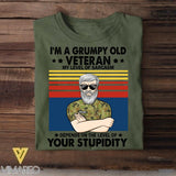 Personalized I'm A Grumpy Old Australian  Veterans/Soldier Tshirt Printed 22JUY-HY15
