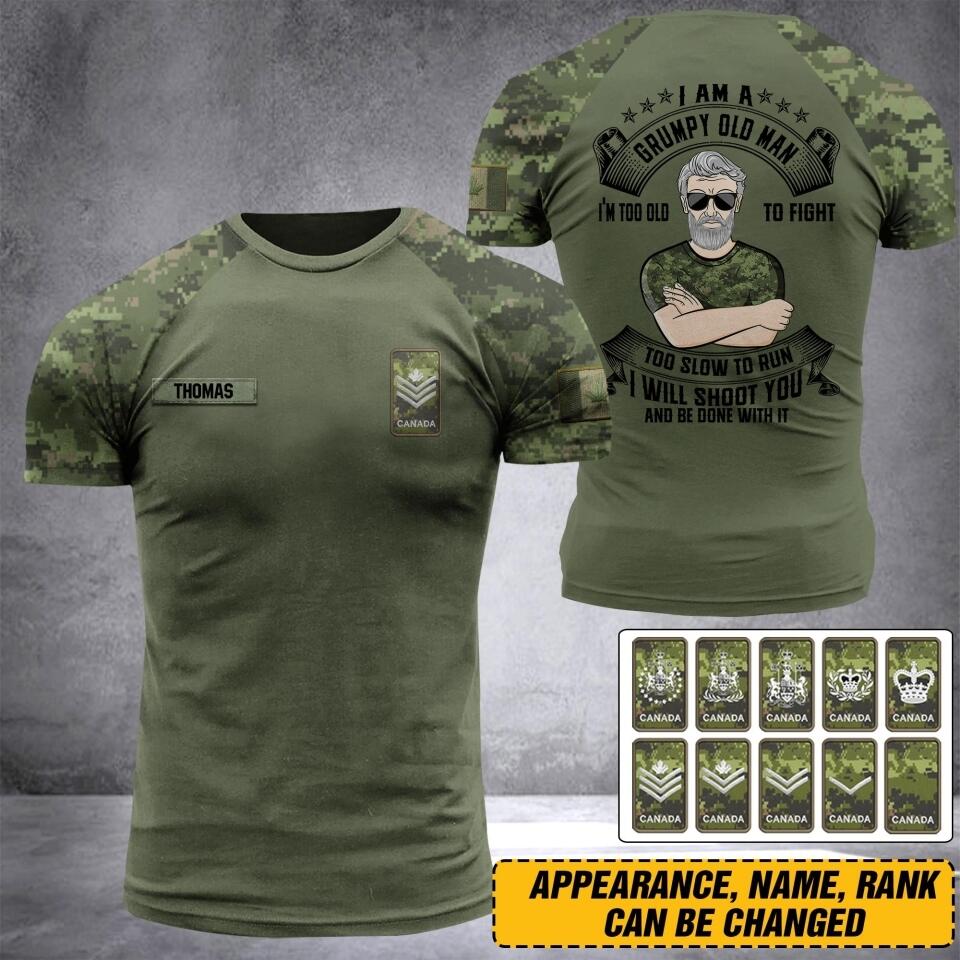 Personalized Canada Oldman Soldier/ Veteran Tshirt 3D Printed DHDT1607