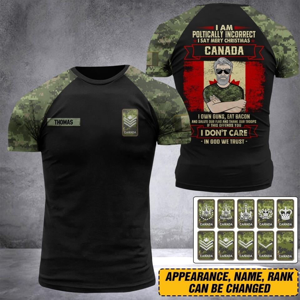 Personalized CANADA Oldman Soldier/ Veteran Tshirt 3D Printed DHDT1807