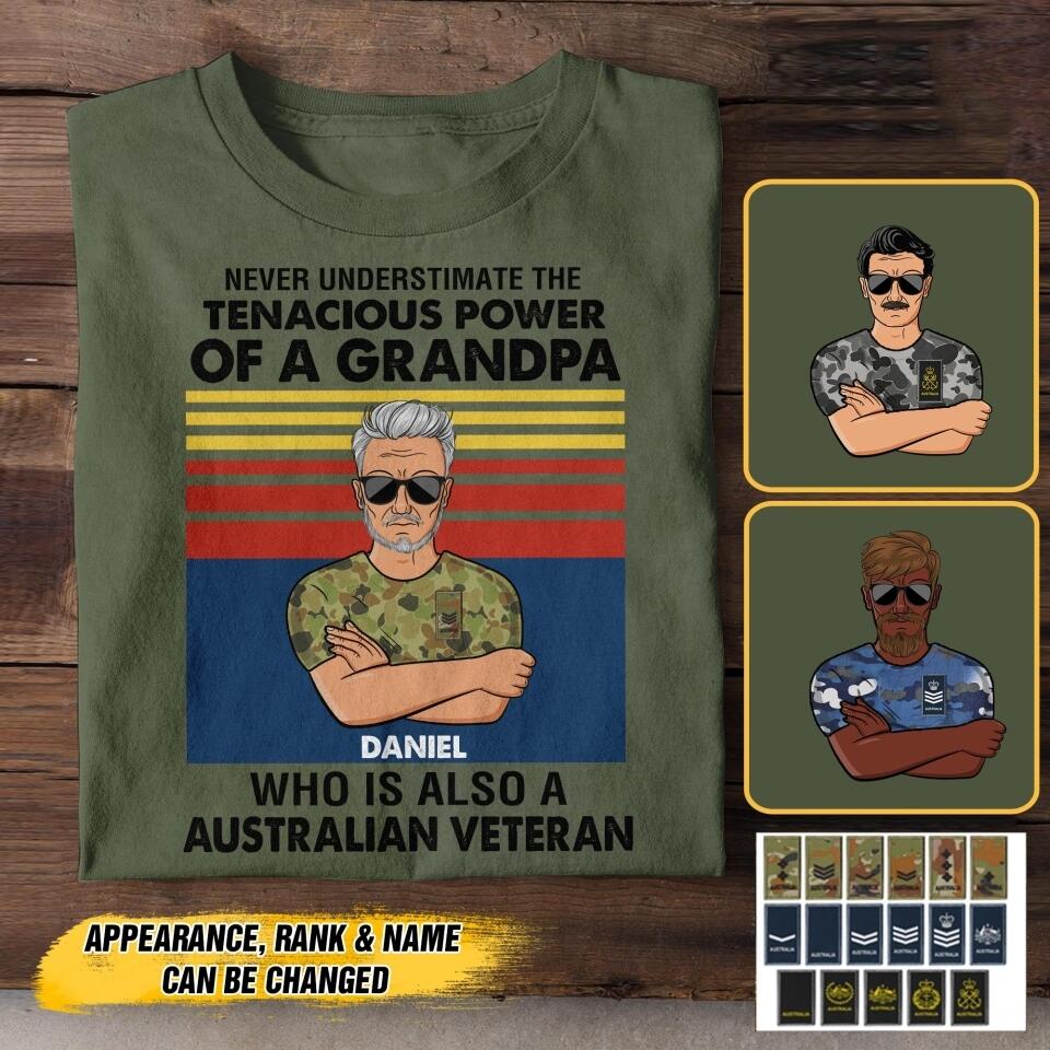 Personalized Australian Veterans/Soldier Tshirt Printed 22JUY-HC18