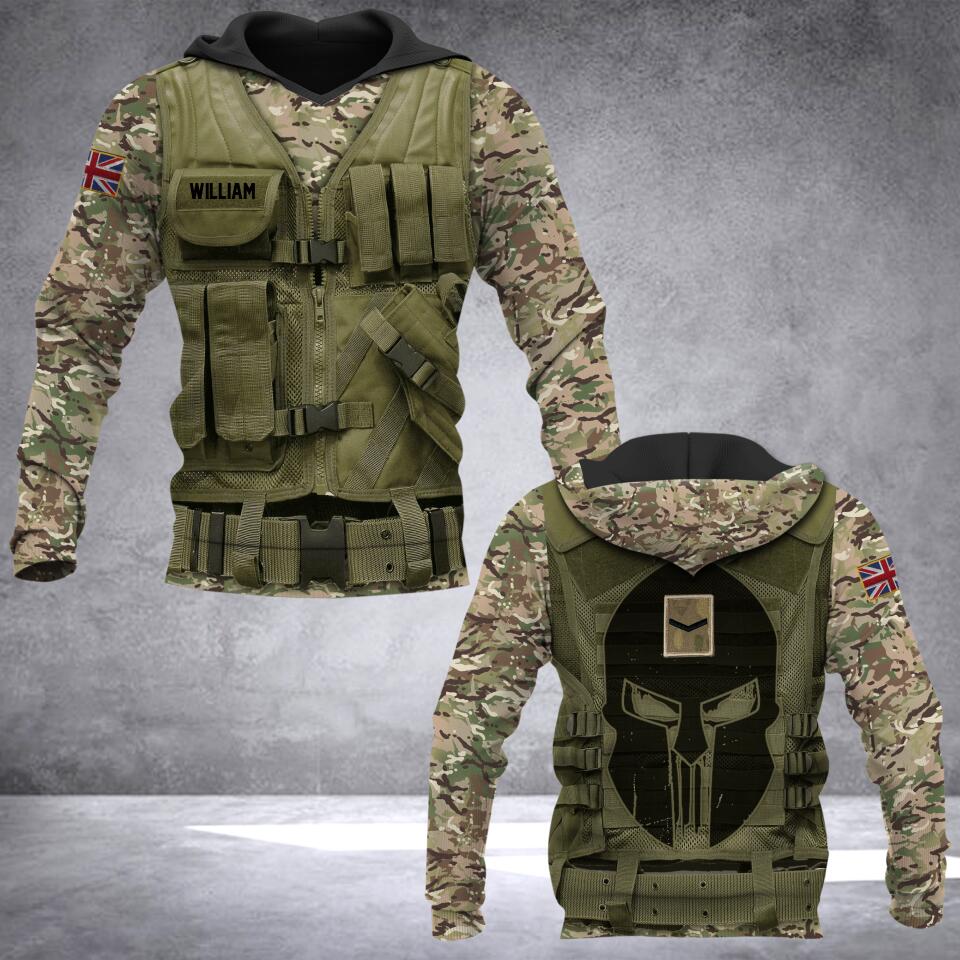 Personalized UK Veteran/ Solider Camo Hoodie 3D Printed DHHQ1807