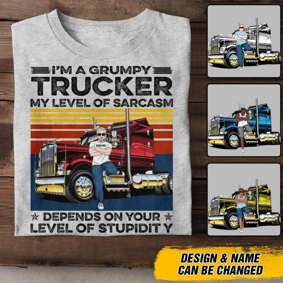 Personalized Grumpy Trucker Tshirt Printed 22JUY-DT21
