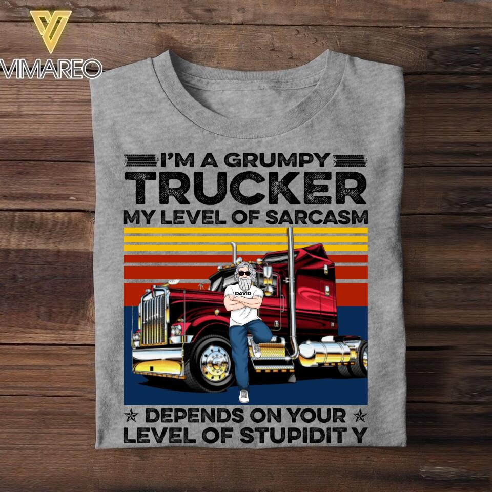 Personalized Grumpy Trucker Tshirt Printed 22JUY-DT21