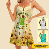 Personalized Just A Girl Who Loves Sunflower Summer Dress Ladies Womens Clothing QTDT2207