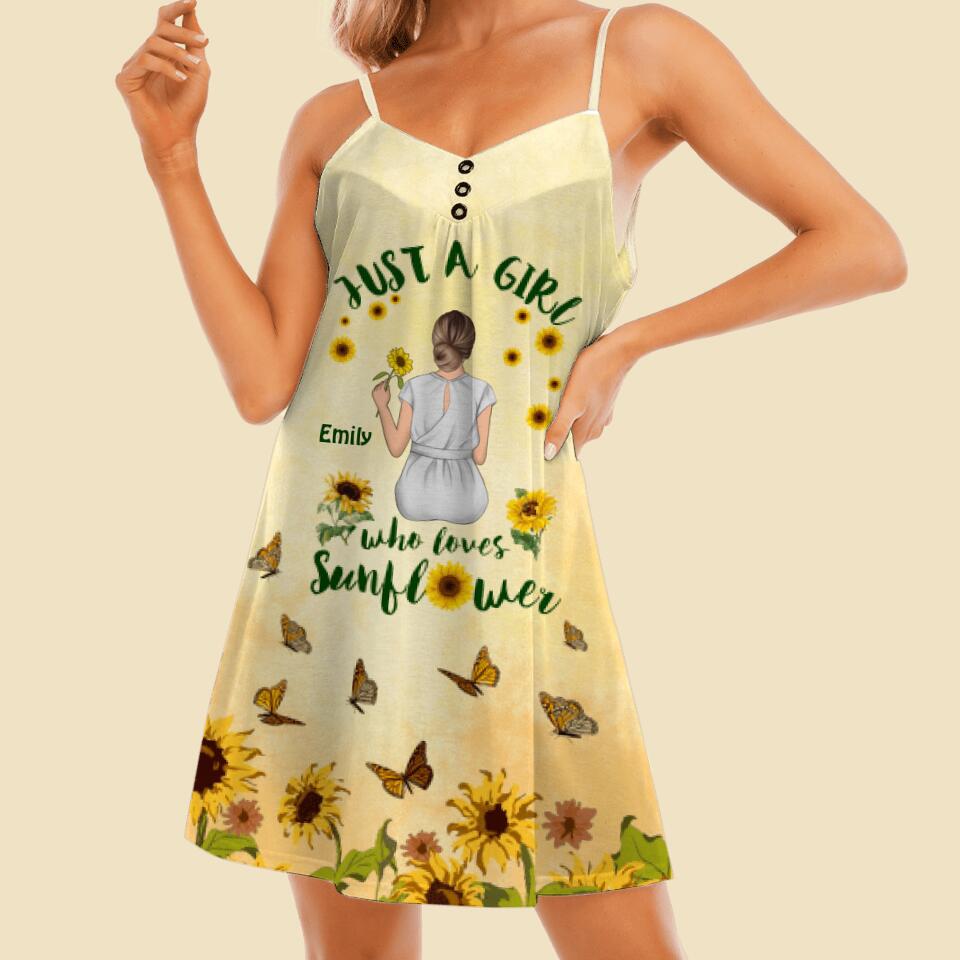 Personalized Just A Girl Who Loves Sunflower Summer Dress Ladies Womens Clothing QTDT2207