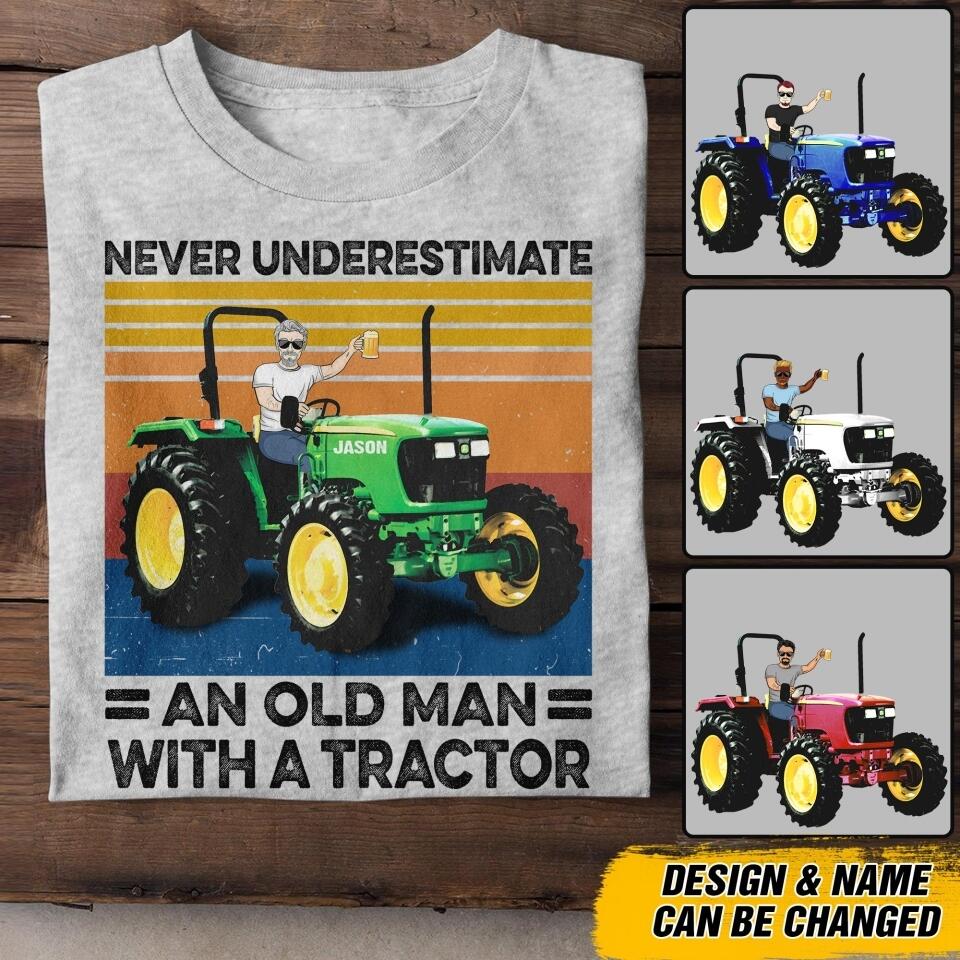 Personalized Never Underestimate An Old Man With A Tractor Tshirt Printed 22JUY-DT22