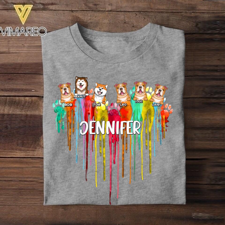 Personalized Rainbow Heart Dog Custom Tshirt Printed QTDT2507