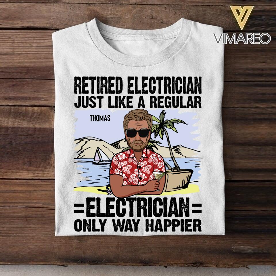 Personalized Retired Electrician Tshirt Printed 22JUY-MA25