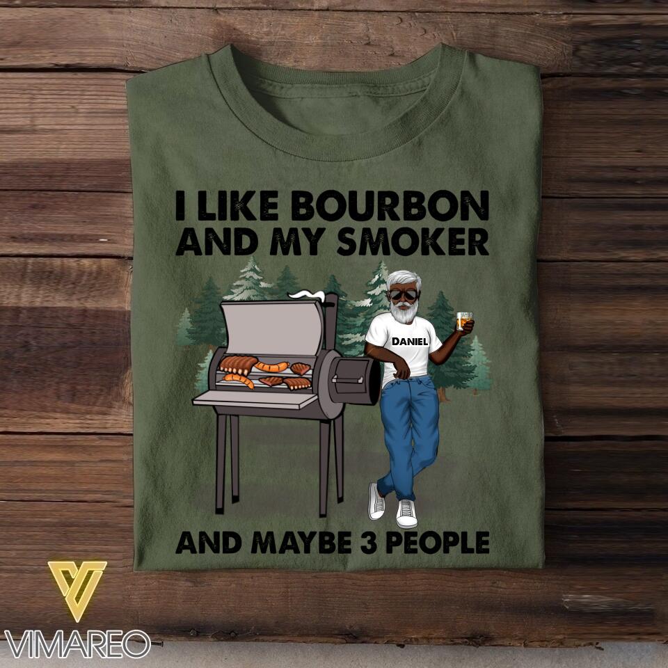 Personalized BBQ I Like Bourbon And My Smoker Camping Man Tshirt Printed 22JUY-MA22