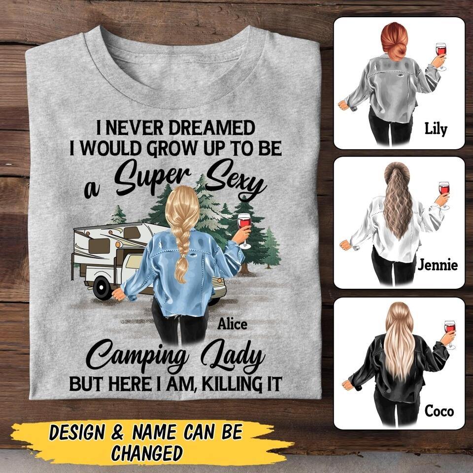 Personalized Camping Lady Tshirt Printed 22JUY-MA29