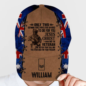Personalized Australian Veteran/ Solider Cap Printed QTDT0108