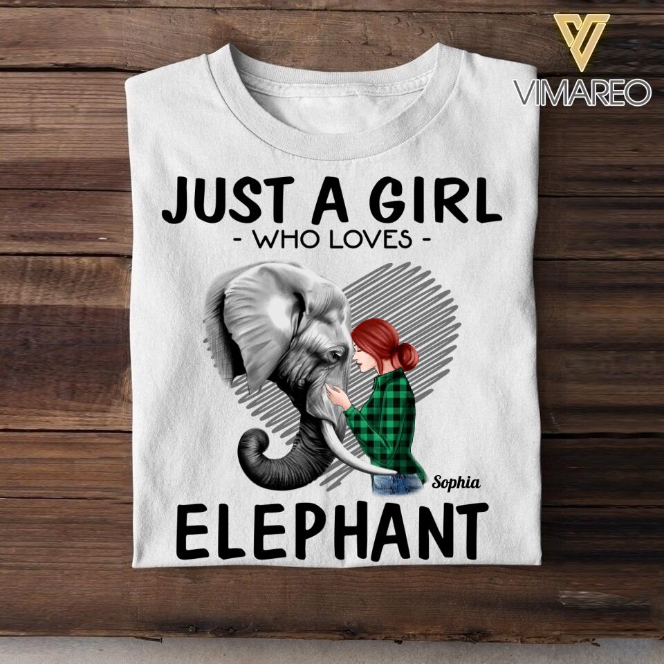 Personalized Just A Girl Who Loves Elephant Tshirt Printed QTDT0208