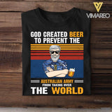 Personalized God Created Beer To Prevent The Australian Army From Taking Over Tshirt Printed QTVQ0508