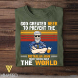 Personalized God Created Beer To Prevent The Australian Army From Taking Over Tshirt Printed QTVQ0508