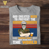Personalized God Created Beer To Prevent The German Army From Taking Over Tshirt Printed QTVQ0508