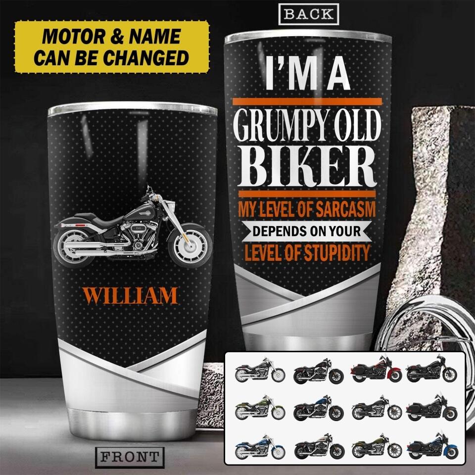 Personalized Grumpy Old Biker Tumbler Printed 22AUG-HY08