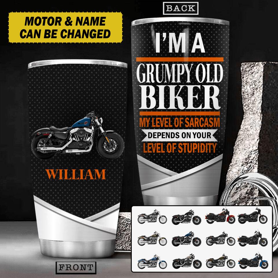 Personalized Grumpy Old Biker Tumbler Printed 22AUG-HY08
