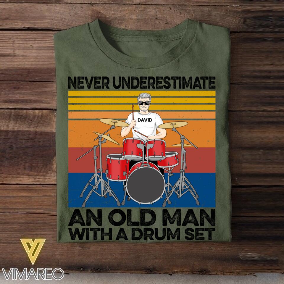 Personalized Never Underestimate An Old Man With A Drum Set Tshirt Printed 22AUG-DT09