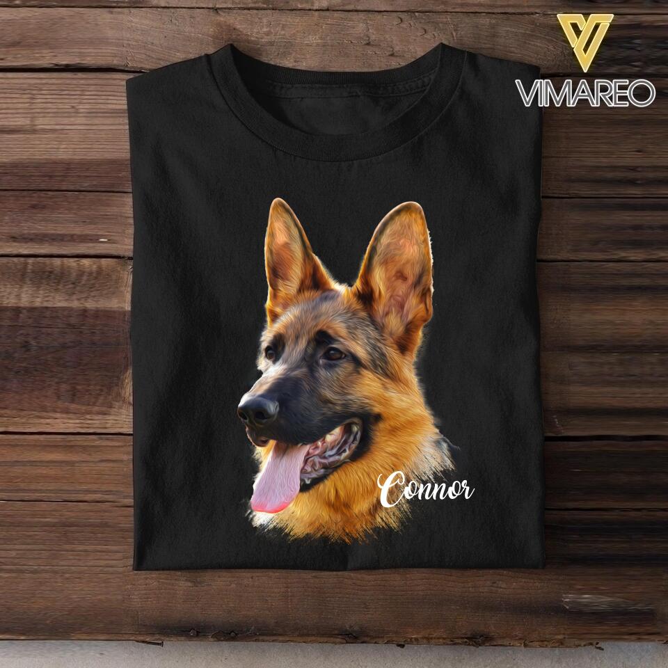 Personalized German Shepherd Upload Photo Tshirt Printed QTDT0908