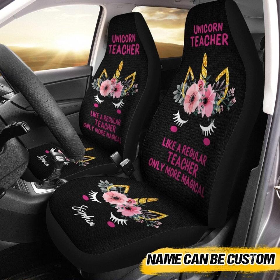 Personalized Unicorn Teacher Car Seat Covers 3D Printed 22AUG-HQ09