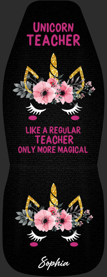 Personalized Unicorn Teacher Car Seat Covers 3D Printed 22AUG-HQ09