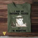 Personalized I Had My Patience Tested I'm Nagative Tshirt Printed NQVQ1008